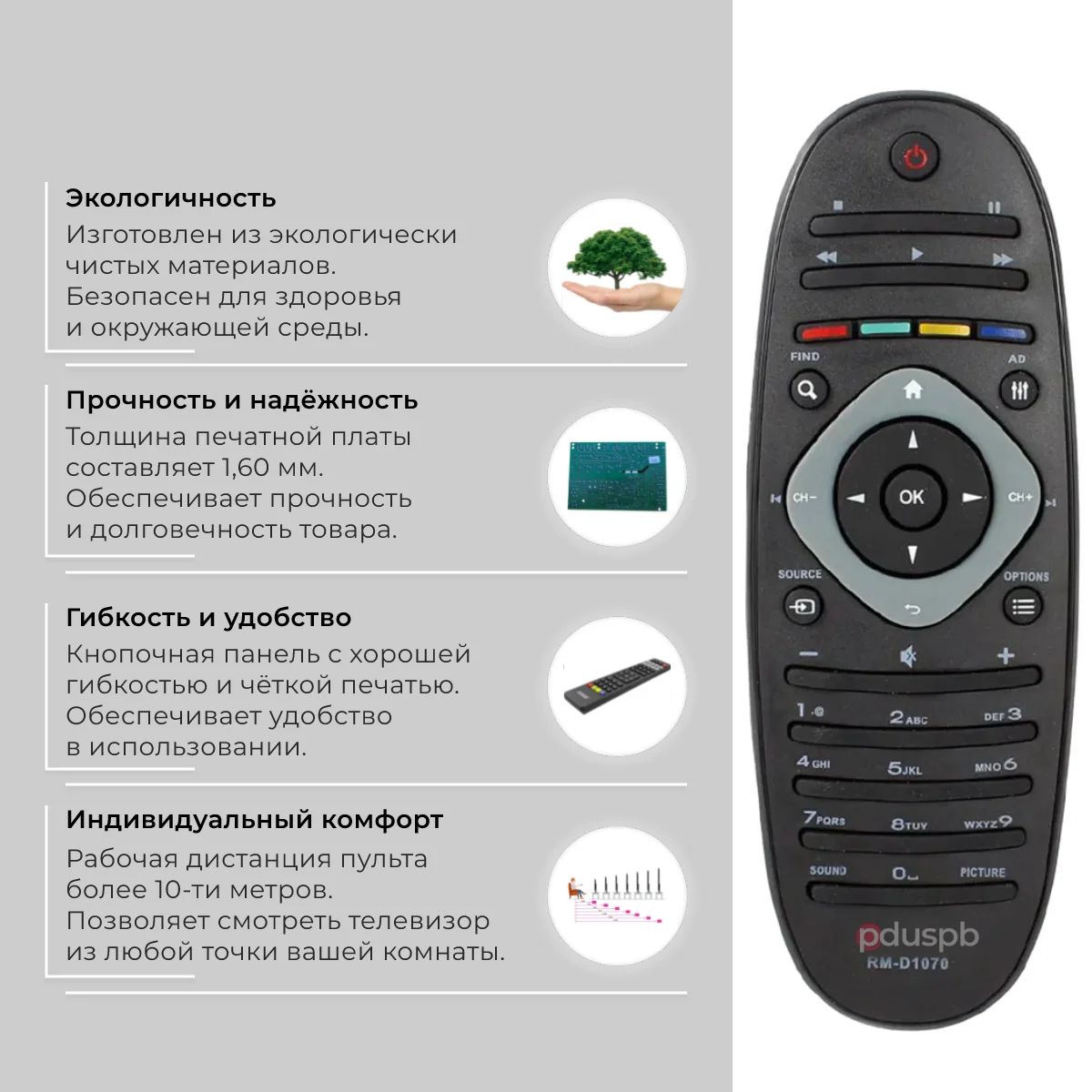 Universal Remote Control RMD 1070070 for Philips Smart TV 0764/01 2422-5490-01833 2422-5490-01834 2422-5490-01911 HE888 | Электроника