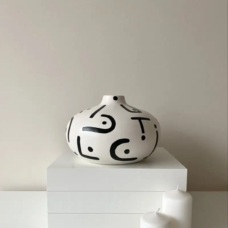 

Nordic Ceramic Vase Home Decoration Accessories Vases Arrangement Crafts Living Room Interior Ornaments Pots Decorative Gift