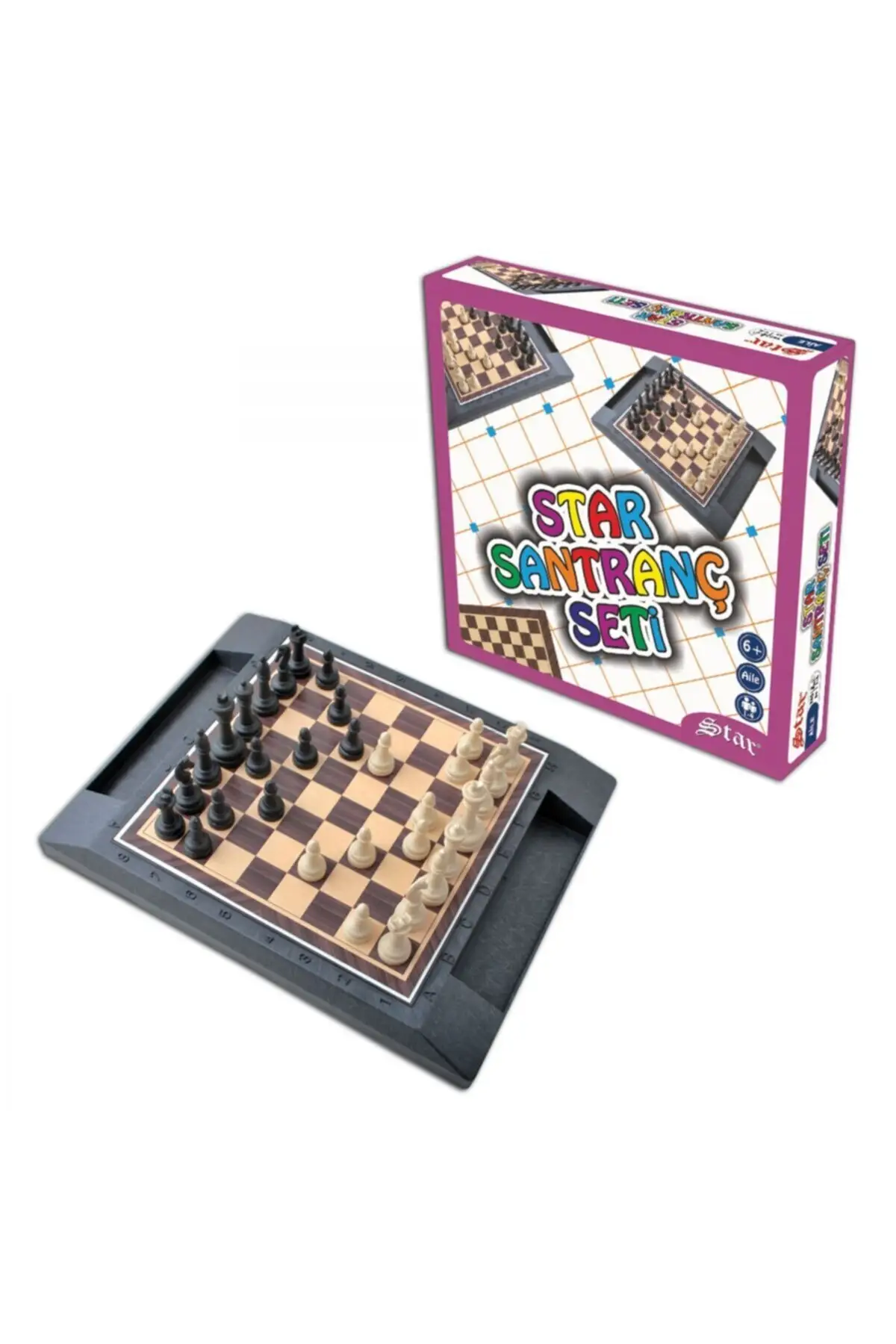 Шесть открытая набор пластиковых шахмат с кулоном в виде звезды коробка|Шахматы|