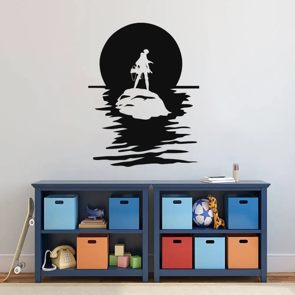 

Levi Under The Moon Wall Sticker Attack On Titan Home Bedroom Kids Room Art Anime Decoration Vinyl Removable A001307