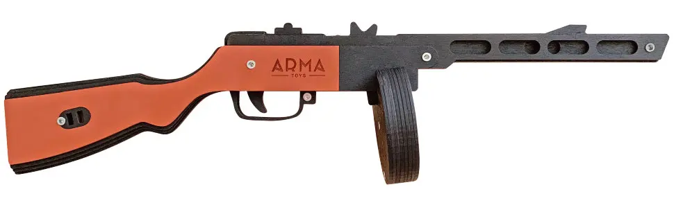 Деревянный макет ППШ ARMA в сборе стреляющий резинками 70 см. черный|Игрушечное