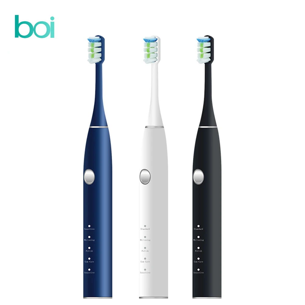 

[Boi] Rechargeable USB Fast Charging Quiet 5 Modes IPX7 Waterproof Smart Tooth Brushes Sets Sonic Electric Toothbrush For Adult