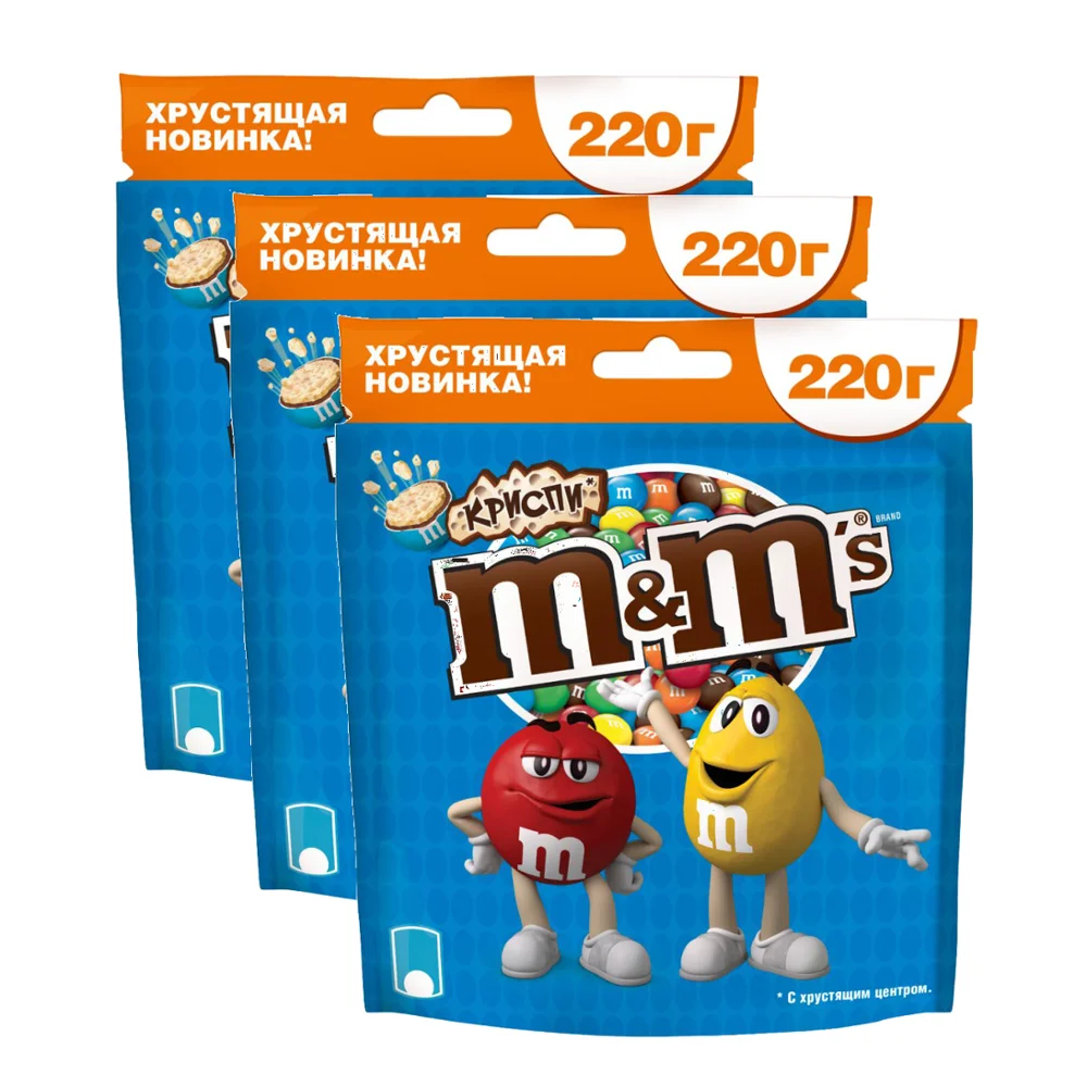 M&M`s криспи Шоколадный 220 гр 3 упаковки|Драже| |
