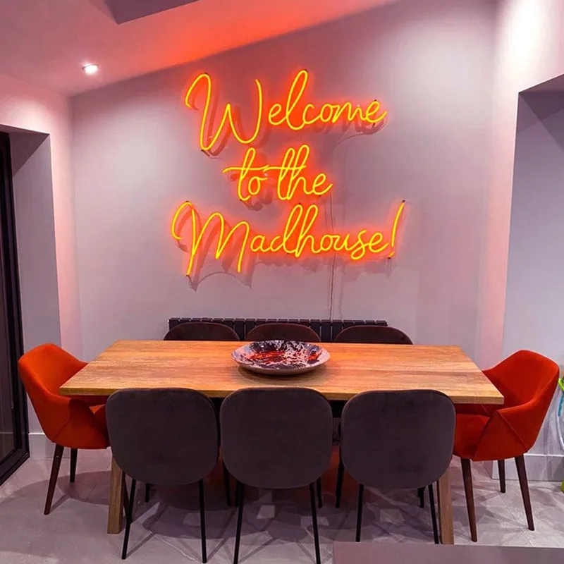 Neon Room Decoration Welcome to the Madhouse Neon Sign Light Wall Decor Welcome Sign Led Light Aesthetic Room Decor