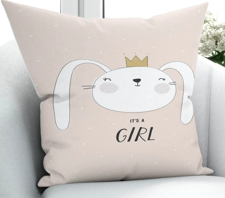 

Else Soft Pink Cute Princess Rabbit Girl 3D Print Microfiber Throw Pillow Case Cushion Covers Square Hidden Zipper 45x45cm