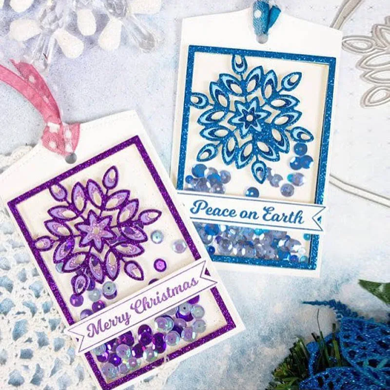 

3pcs/set Snowflake Winter Rectangular Frame Metal Cutting Dies Christmas For DIY Scrapbooking Album Paper Card Embossing New