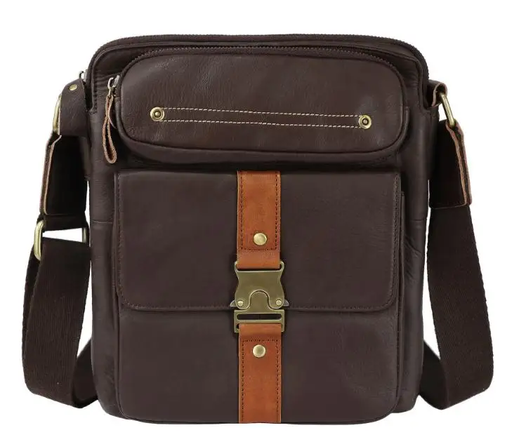 

High Quality Original Leather Design Male Shoulder messenger bag cowhide fashion Cross-body Bag 9" Pad Tote Mochila Satchel bag