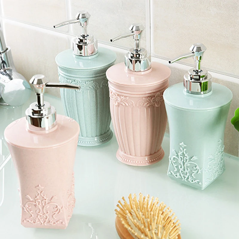 

1Pc Nordic Flower Carved Hand Soap Sanitize Storage Press Bottle Shampoo Lotion Dispenser