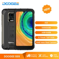 doogee s59 rugged phone 10050mah super battery smartphone 4gb64gb cellphone ip68ip69k 2w loud volume speaker celular