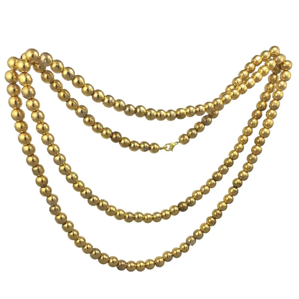 

Ожерелье с покрытыем цвета чистого 24 каратного золота из окрашенного стекла бисера ручной работы модная женская бижутерия Изготовленная в...