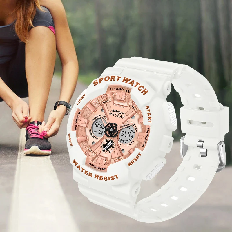 Часы наручные SANDA для мужчин и женщин спортивные водонепроницаемые до 50 м с