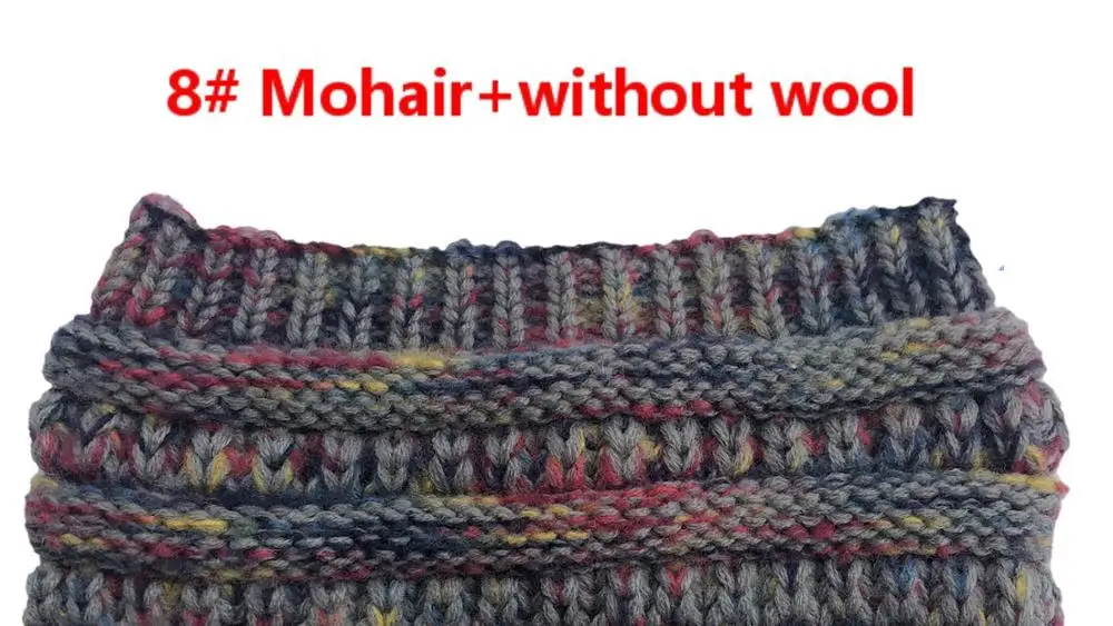 8 Without Wool 8 цветов, головная повязка из мохера, женские тянущиеся вязаные крючком шапки, зимние шапки для рождества, вечерние, подарок для женщин, шапка, теплая, для девушек, грязная булочка - Цвет: 8 Without Wool