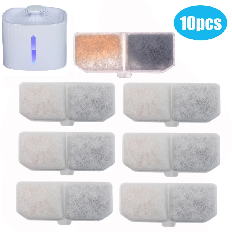 

10pcs Cat Water Fountain Replacement Activated Carbon Filters Rectangle Pets Dogs Water Drinking Fountain Dispenser