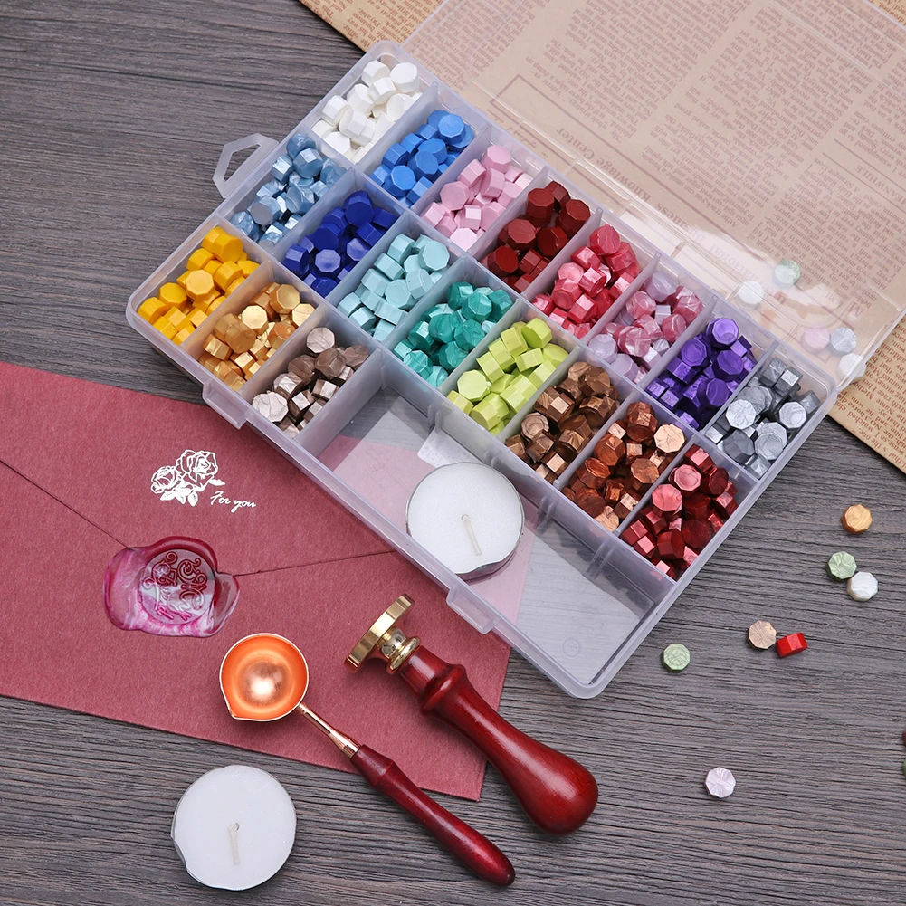 

Retro Fire Painting Sealing Wax Pills Grain Wax Seal Beads for Stamp Wedding Decorative Sealing Wax Spoon Stamp Craft Gift