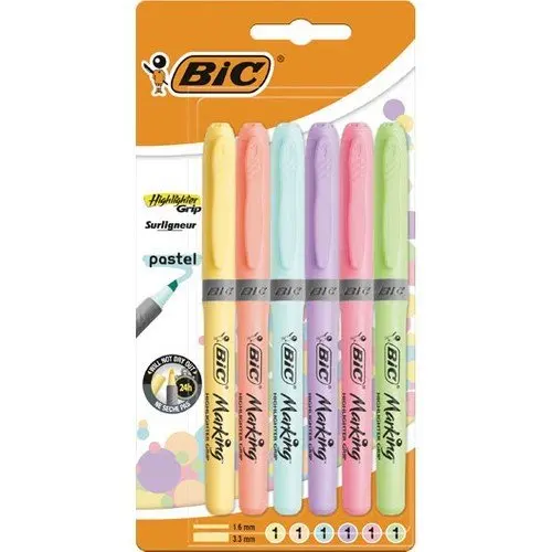 

Bic 6pcs/set Color Marking Pen Soft Color Felt Type Anti-slip Pen Writing Tools For School Office Pen Set Washable Handle