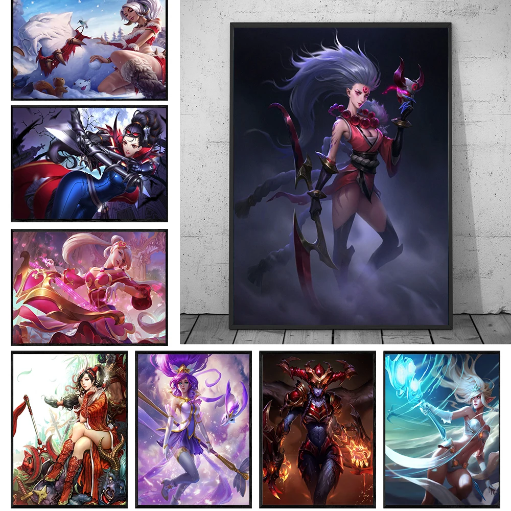 

80s Pop Game League of Legends Poster KDA LOL Game Figure Canvas Painting Print Wall Pictures Decoration Kawaii Room Home Decor
