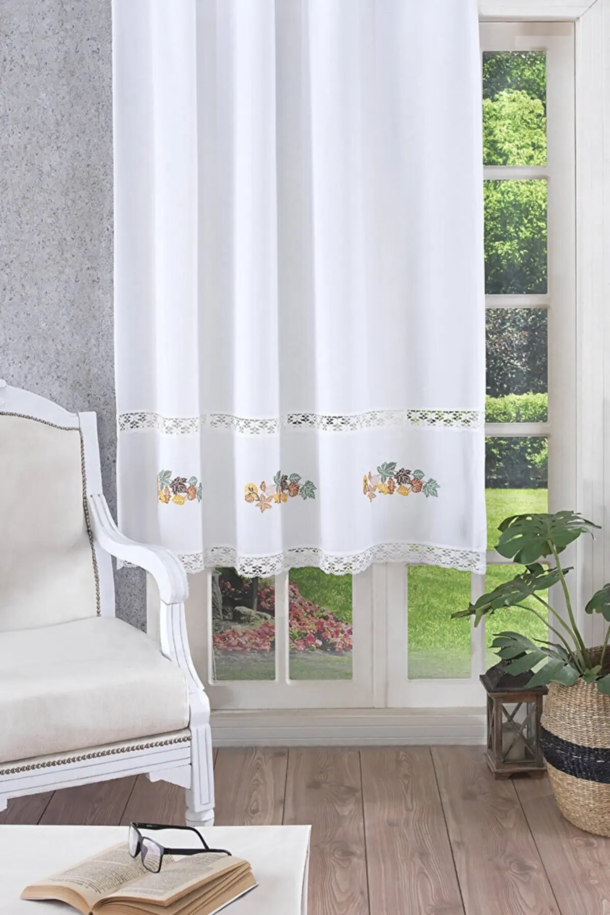 

Ajurlu Pompom Ruched Linen Curtain Tulle Home Textile Window Shade Sun Shield Fashion Rustic Modern Stylish Design Appearance