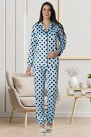 polka dot satin postpartum pajamas set women postpartum pink blue pajamas set maternity clothing women outfits