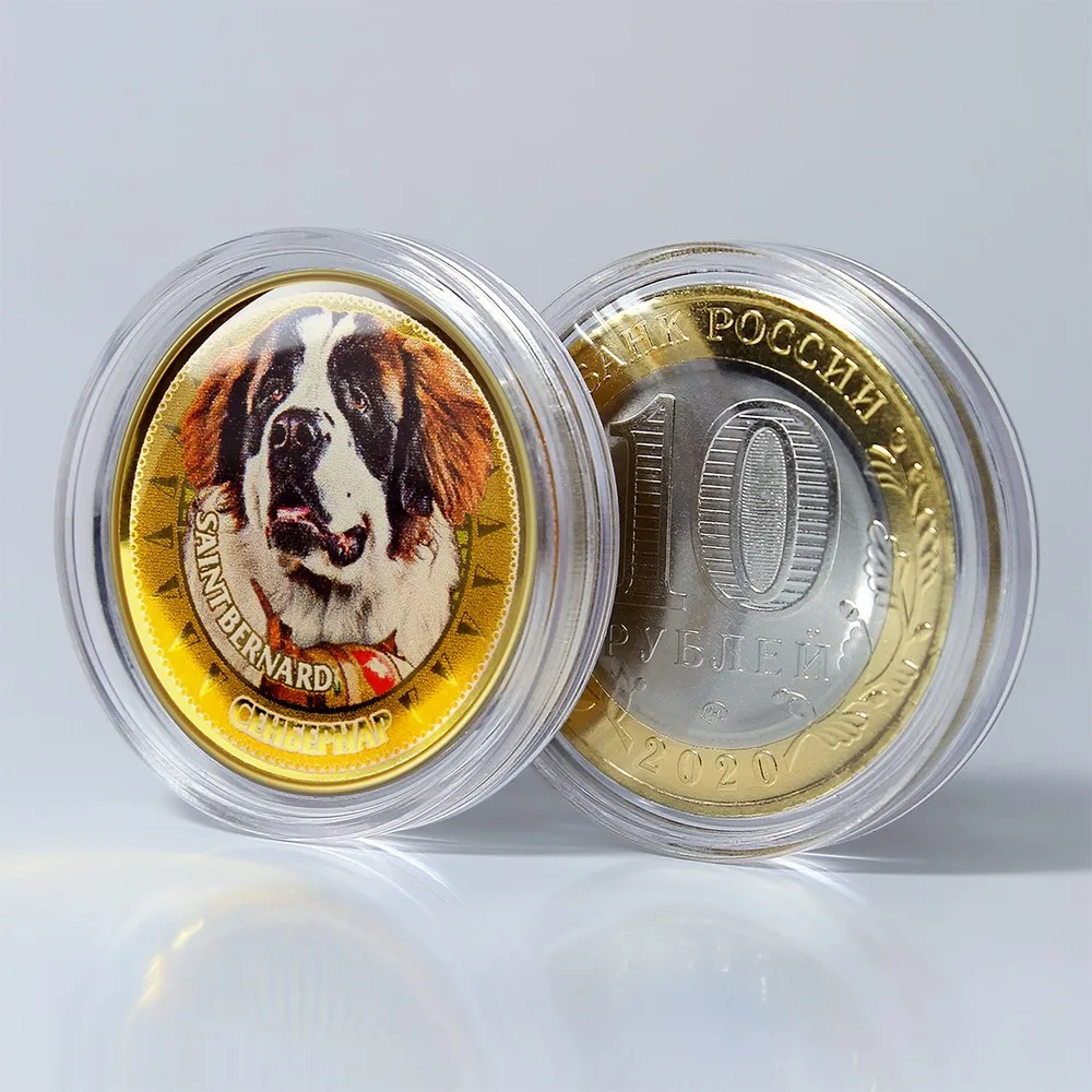 Сувенирная монета &quotЗнаменитые породы собак&quot - Сенбернар | Дом и сад
