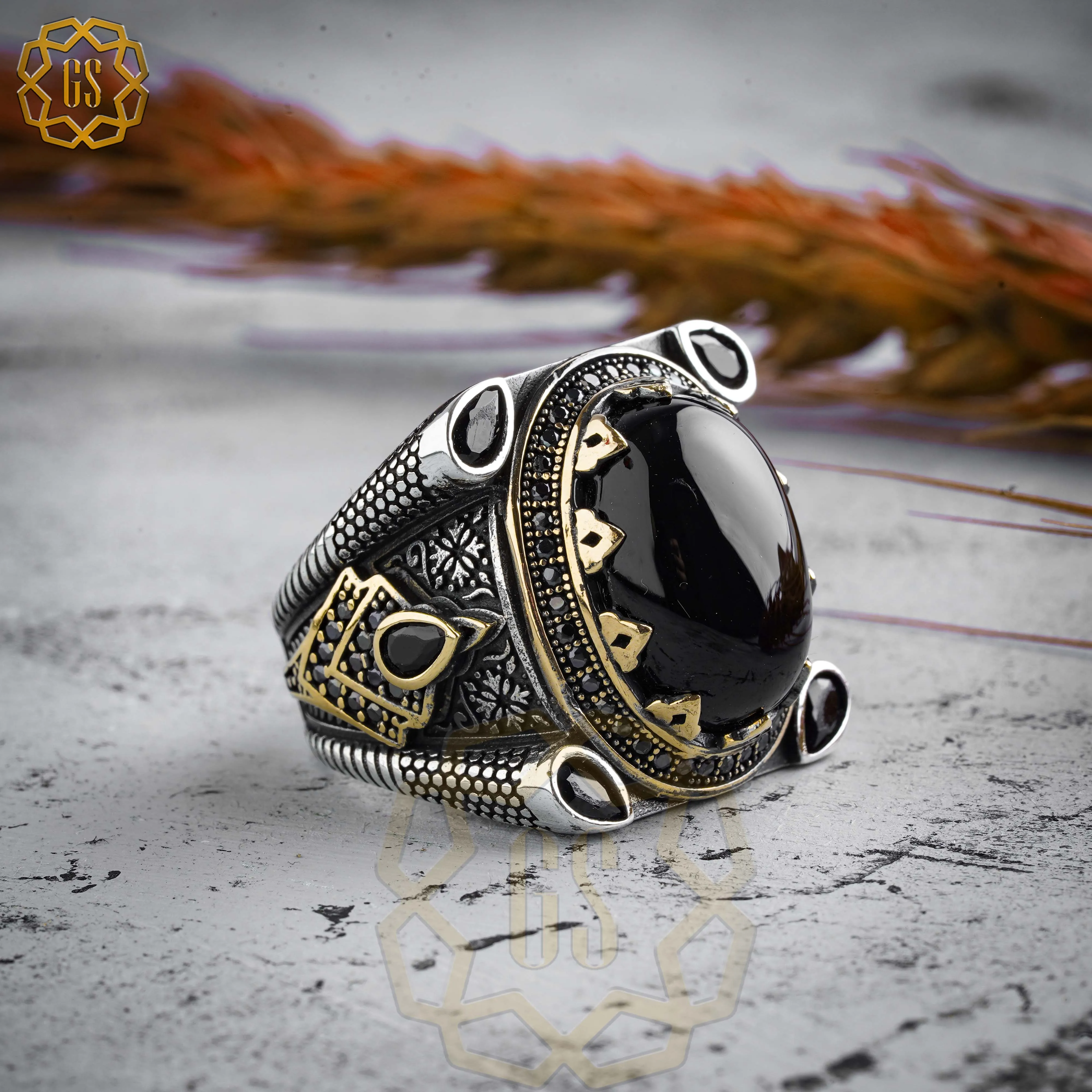 

Silver Ring For Men 925 Made in Turkey With ( Zircon , Onyx , Tiger Eye ) Stone .. Turkish Jewelry .. Guaranteed High Quality