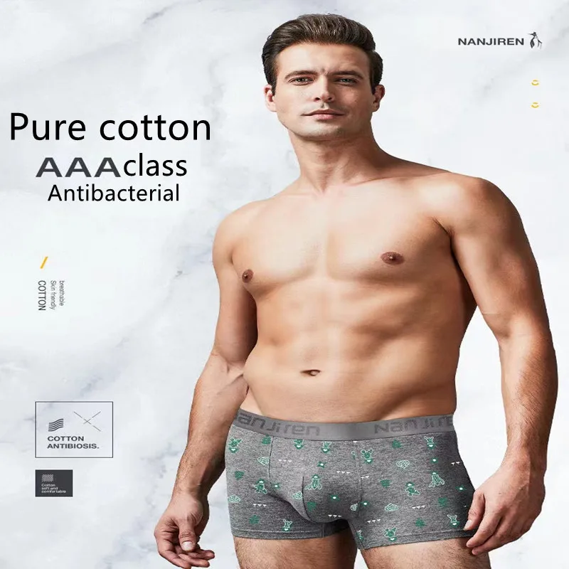 5PCS Mens Underwear Fashion Pure Cotton 3A Antibacterial Non Marking Comfortable Soft Close Fitting Breathable Large Boxer