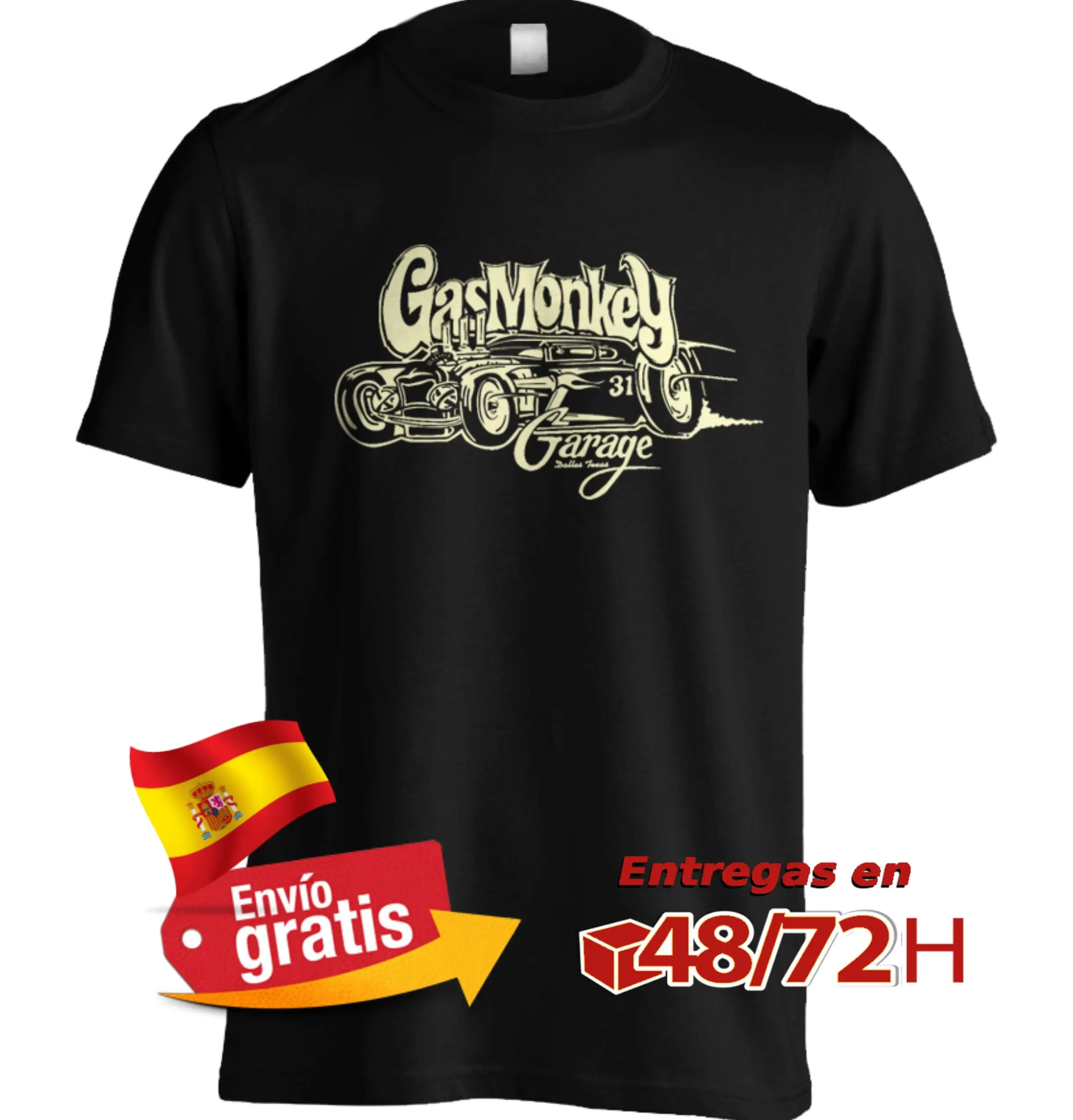 Custom GAS MONKEY Logo T-shirt worn effect cotton man summer motorcycle Motor Garage cars short sleeve TV series | Мужская одежда