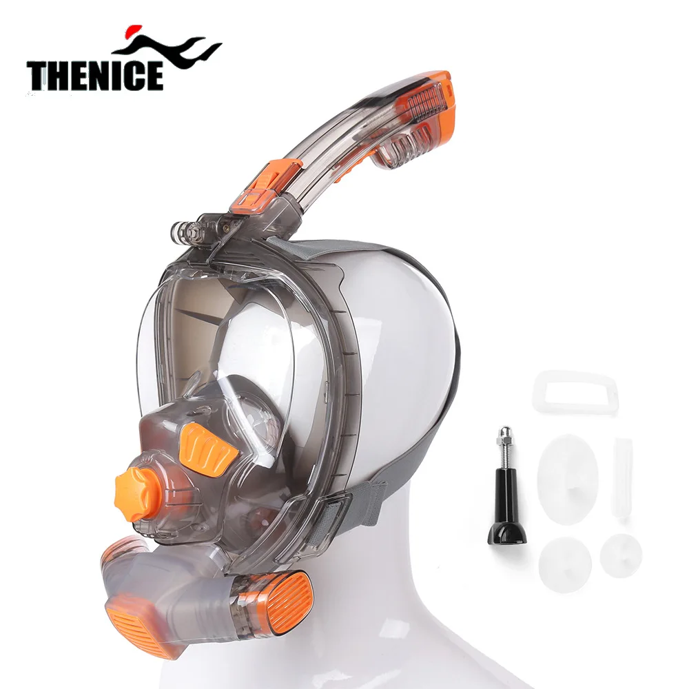 

Professional Free Diving Mask Can Be Connect with Oxygen Tank Full Face 180° View Snorkeling Scuba Safety Breathe Anti Fog Swim