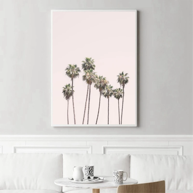 Пастельные пляжные пейзажи плакаты и принты декор в стиле бохо пальма Настенная