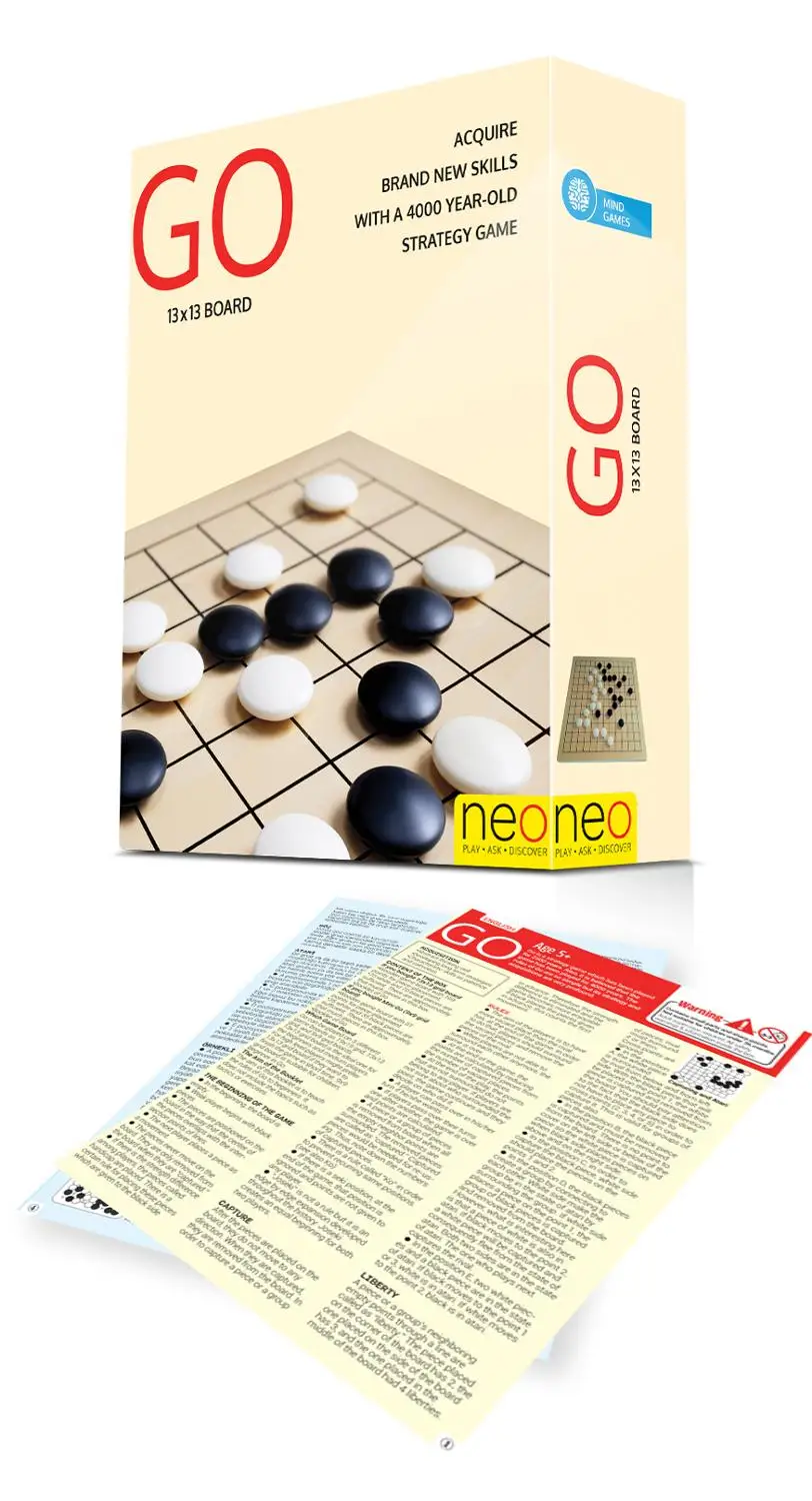 GO 13x13 Strategy Game - Melamine Faced MDF Board (21x22.5 cm) 15mm ABS 32 white and black pieces | Игрушки и хобби