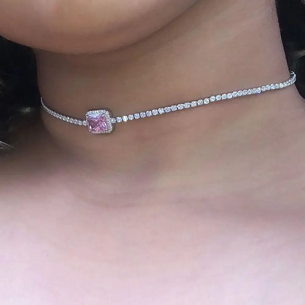 INS/модный свитер Star розовый стразы теннис ожерелье колье для женщин простой