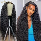 Wigirl бразильские 30 32 40 дюймов вьющиеся HD прозрачные 13X 4 кружевные передние человеческие волосы парики с глубокой волной передний парик для черных женщин