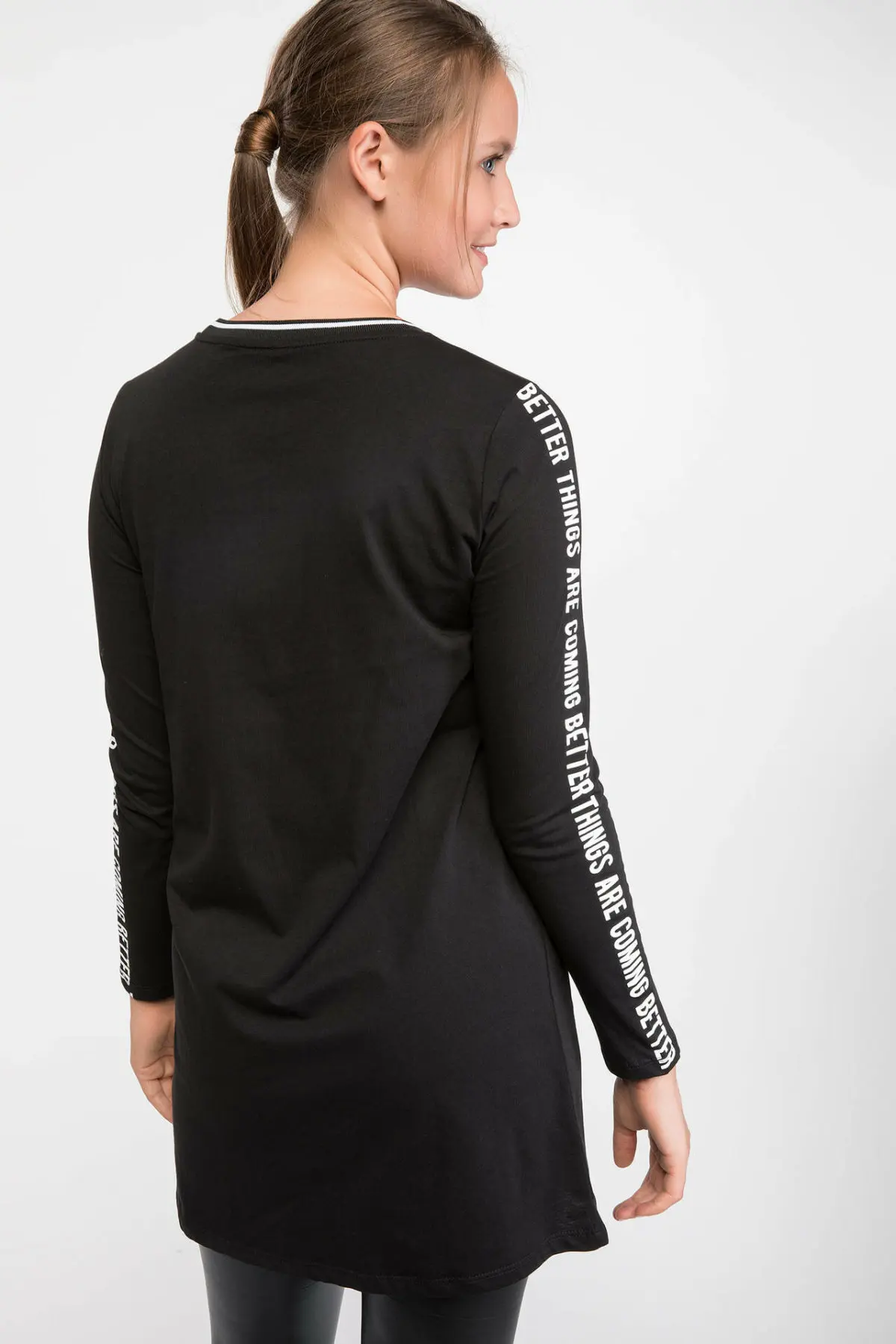 Дефакто Женская трикотажная Tunic J9340AZ18AU с длинным рукавом| |