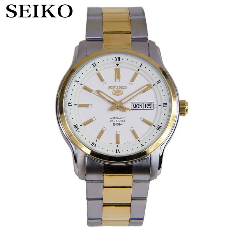 Seiko часы мужские 5 автоматические часы Топ люксовый бренд спортивные мужские часы набор Мужские часы водонепроницаемые часы relogio masculino SNZG15J1 - Цвет: SNKP14K1-A