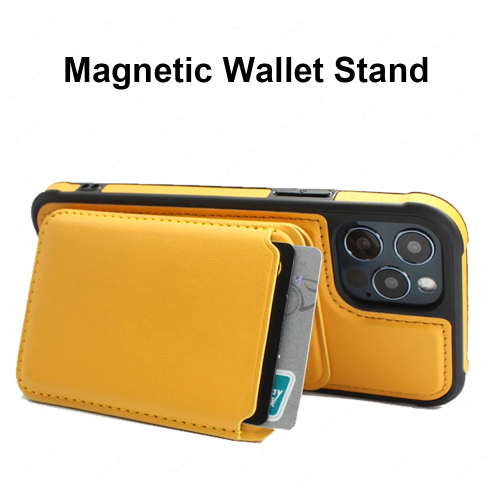

Leather Case Magnetic Wallet For iPhone 12/Pro/Max/Mini Mag Magnet Safe Phone Stand Cover Card Holder Slot 2 in 1 Case-Wallet