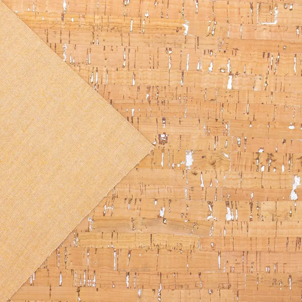 Португальский пробковый материал натуральный с серебряными полосами пробковая