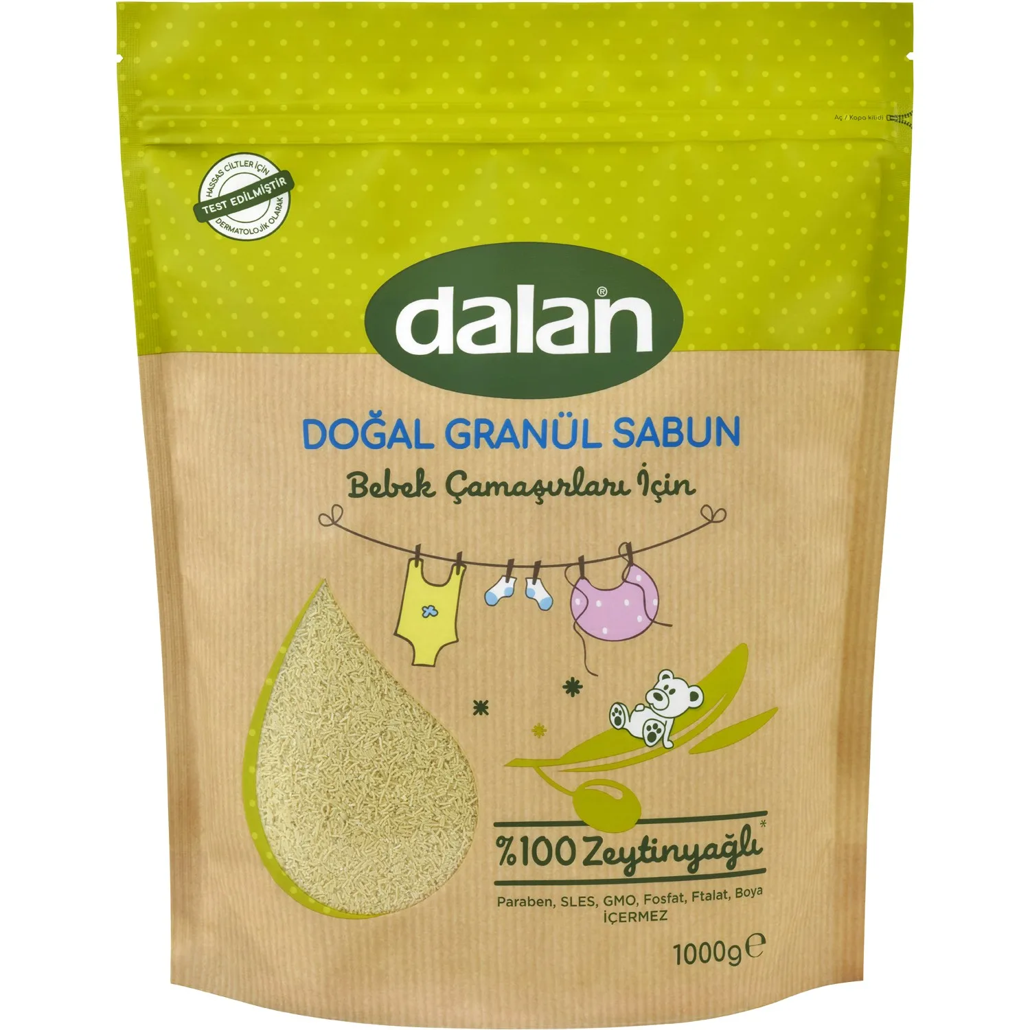Dalan Granule Soap Powder is Produced from 1 kg Herbal Soap with 100% Olive Oil for Babies.