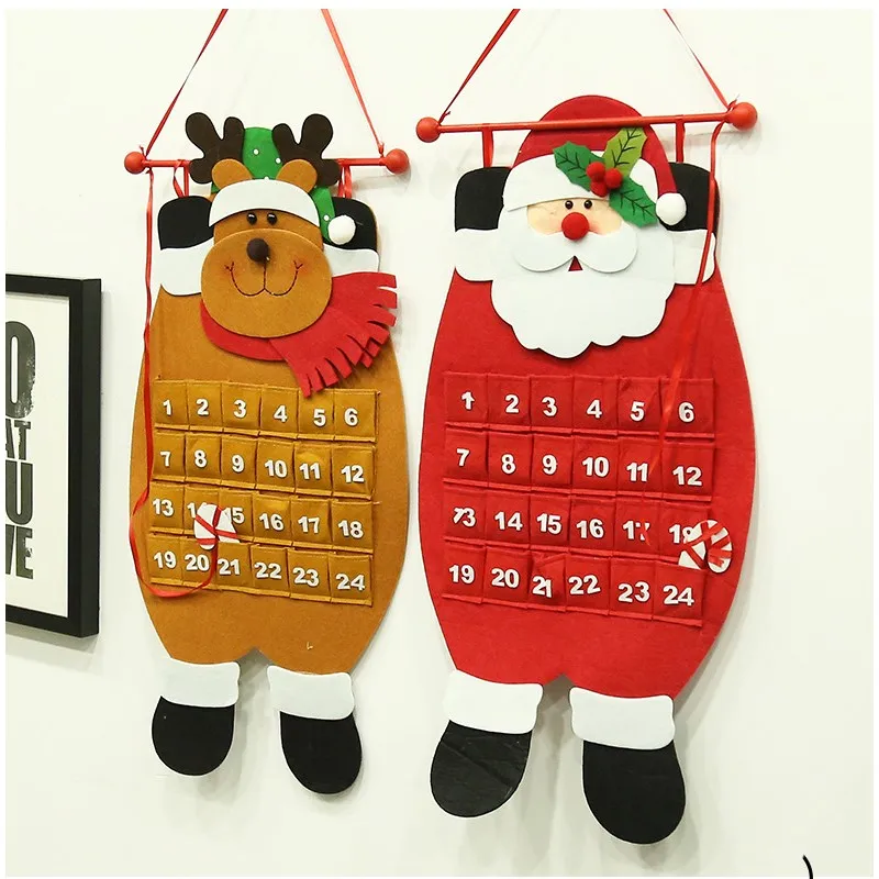 

Рождественский календарь с обратным отсчетом, войлочная ткань, Санта-Клаус, снеговик, лось, украшения, рождественский подарок, новогоднее и ...