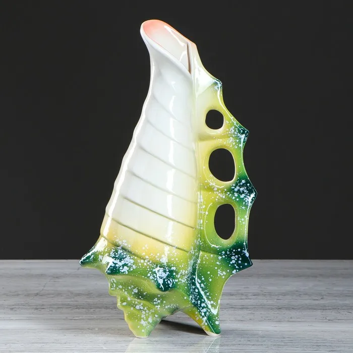 Ваза настольная Ракушка коричневая 36 см микс керамика | Дом и сад