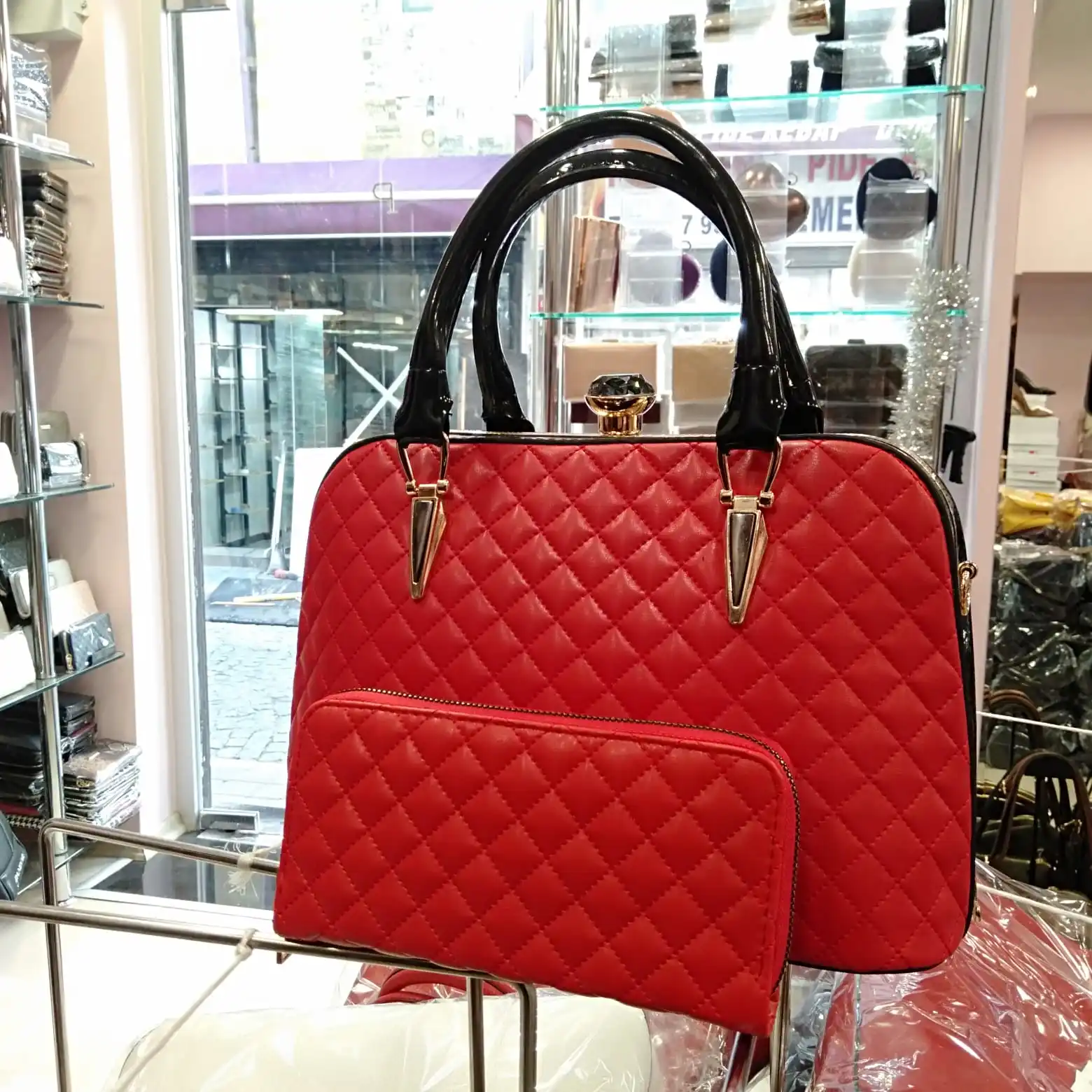 

Women bag and wallet team combin fashion 2021 trend made in turkey luxury brand hard t-8020