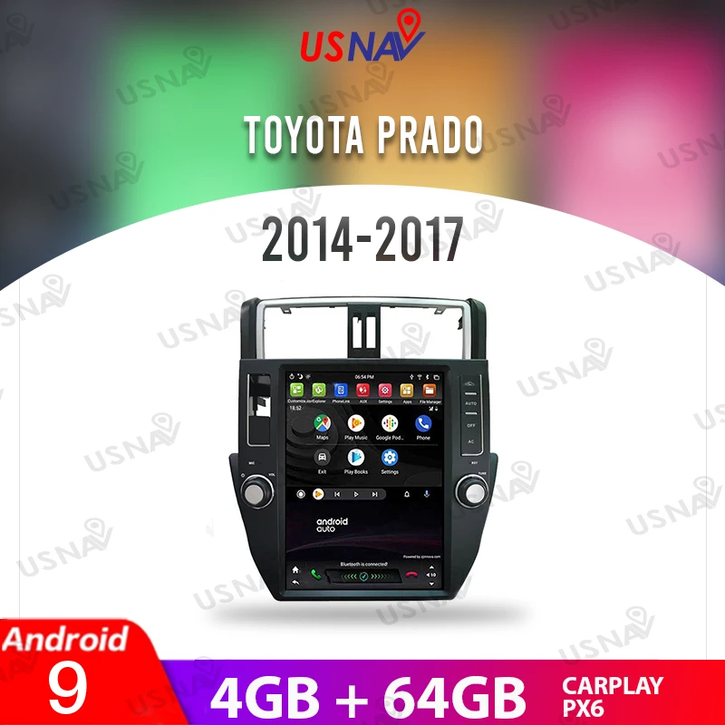 

USNAV 12.1" For Toyota Land Cruiser Pardo 2014-2017 Tesla Screen Android 9 Car Multimedia GPS Navi Stereo Head Unit Carplay PX6