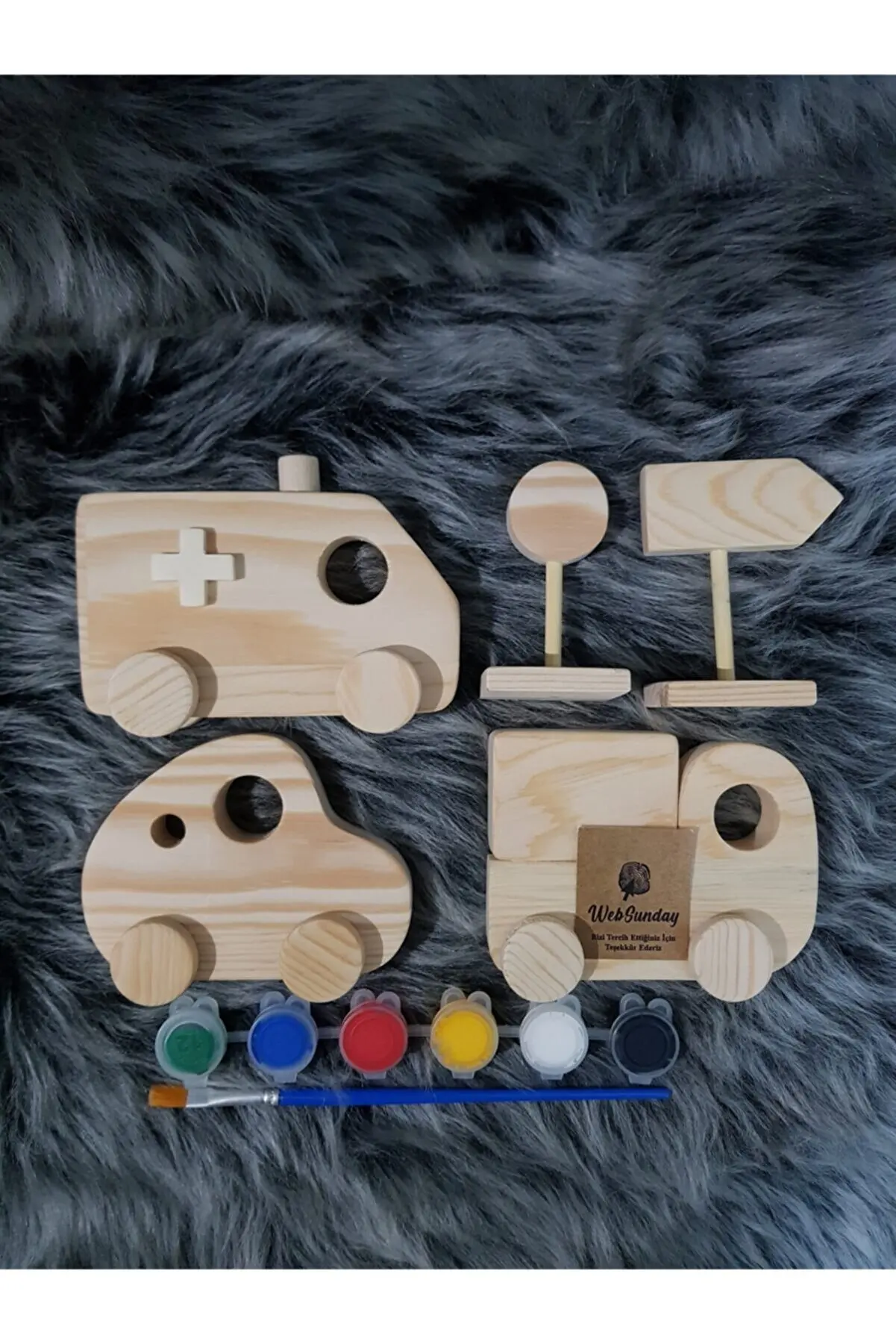 

Educational Paintable Wooden Traffic Set Ambulance Car Truck Montessori Creative Ecofriendly Toys For Children