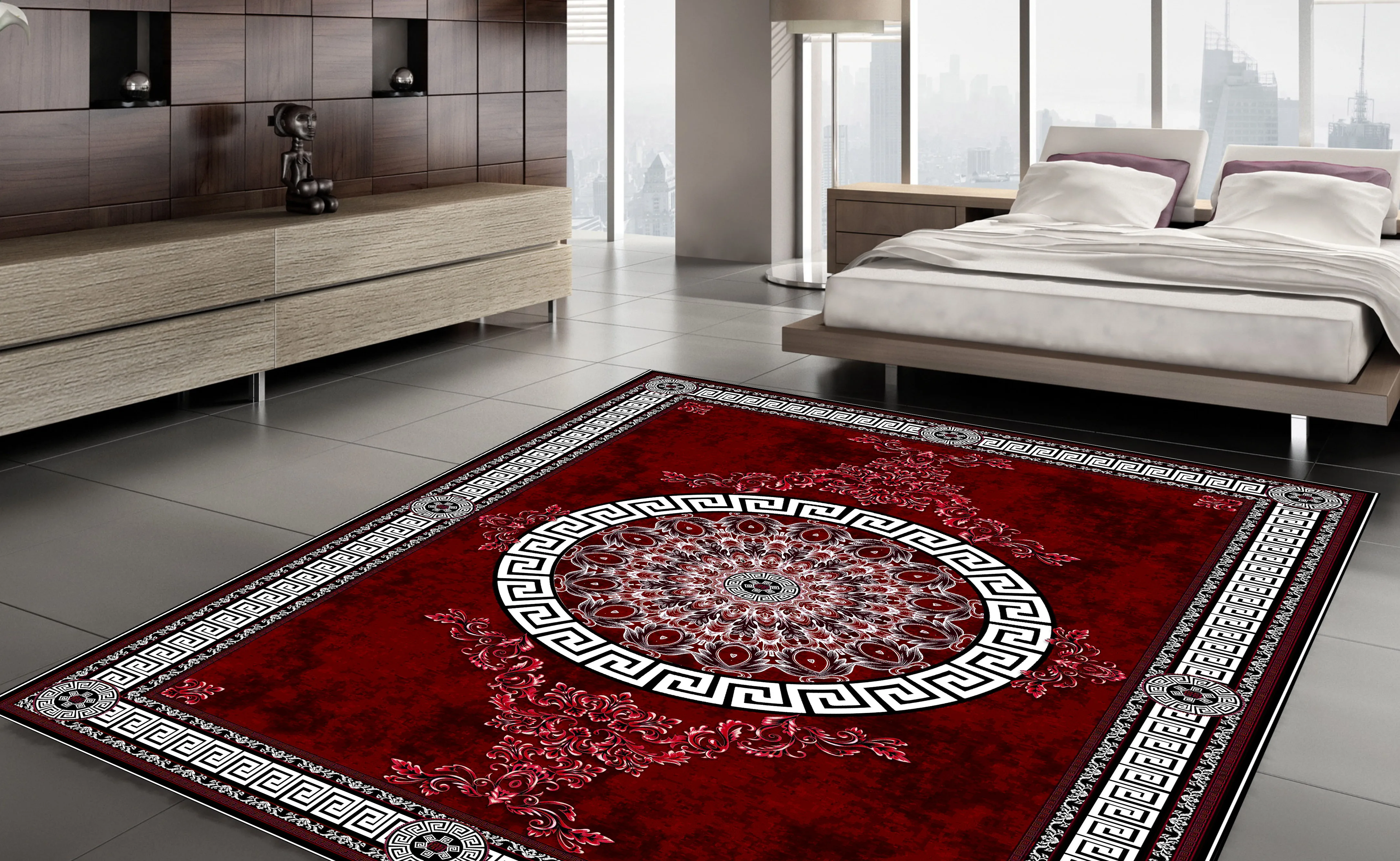 

Burgundy White Area Rug Carpet Floor Soft Vintage Rugs Non-Slip Home Decor Thick Runner Durable Carpets Rug Floor Kilim