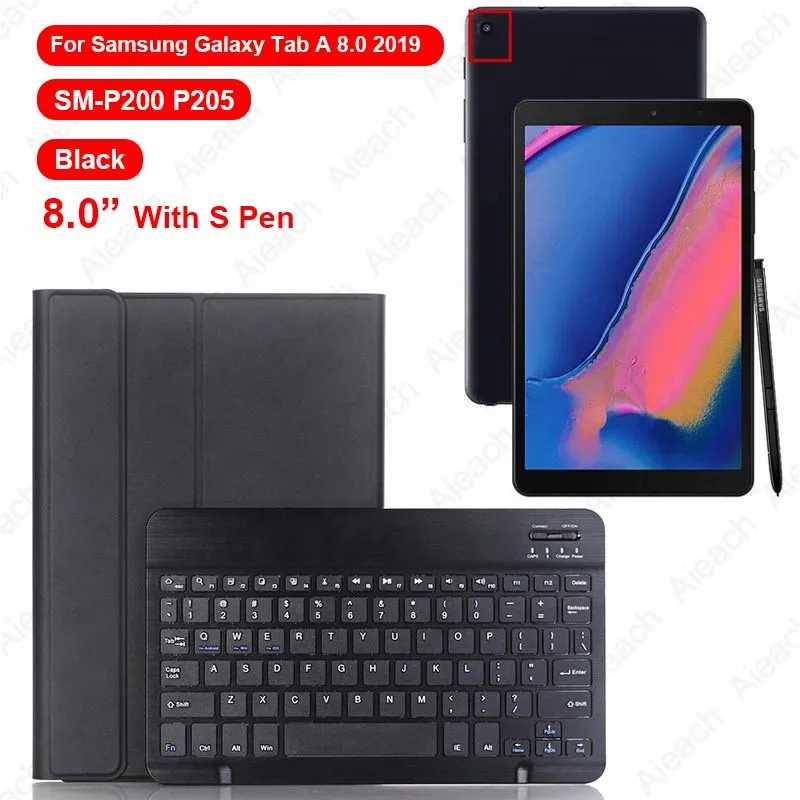 A 8.0 2019 Black Чехол для samsung Galaxy A 10,1 8,0 A 10,5 чехол s Беспроводной Bluetooth клавиатура полное покрытие для samsung S5e S4 чехол - Цвет: A 8.0 2019 Black