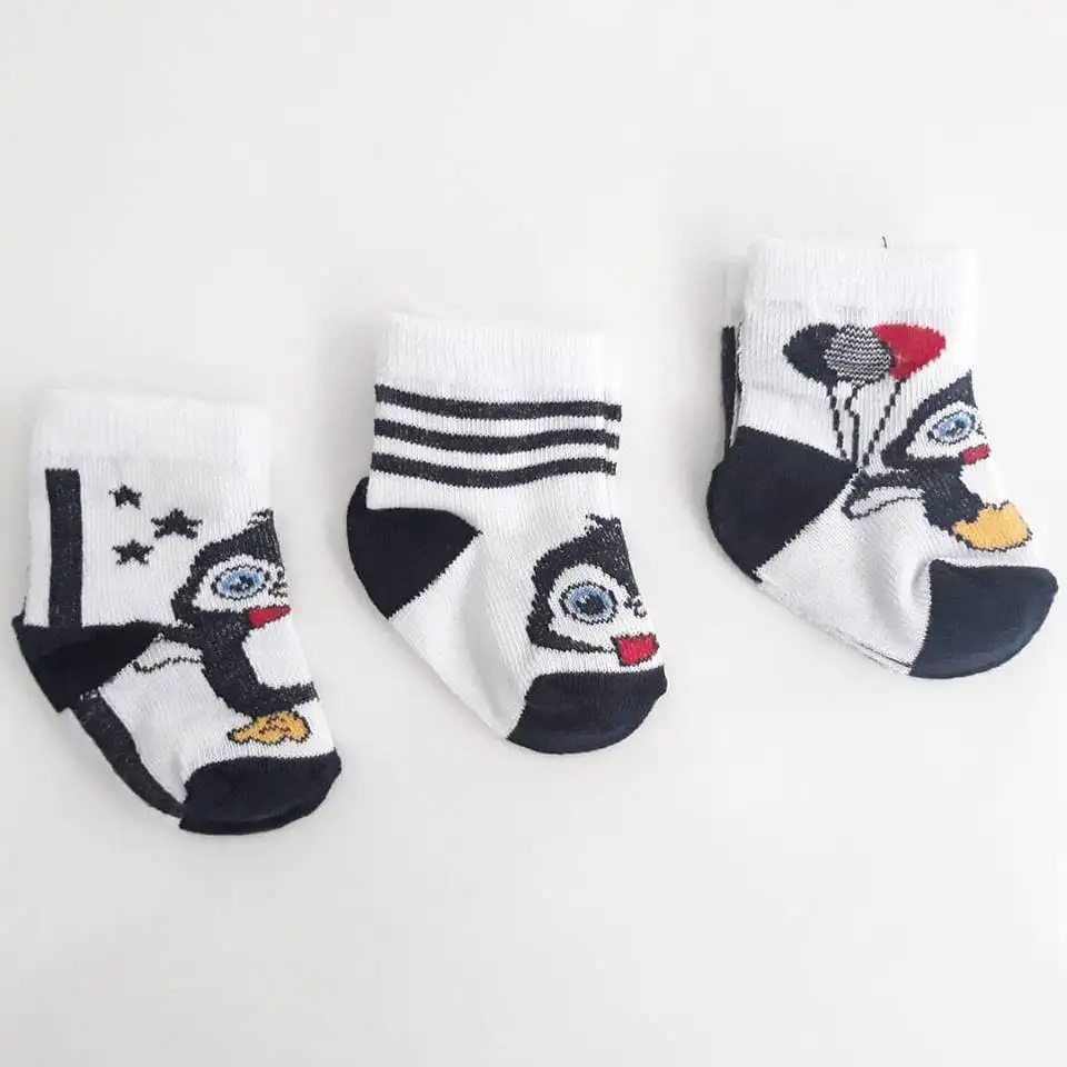 

Penguin 3 Pieces Socks Set High Quality Thicken Cartoon Comfort Cotton Newborn Socks Kids Boy New Born Baby Girl Socks