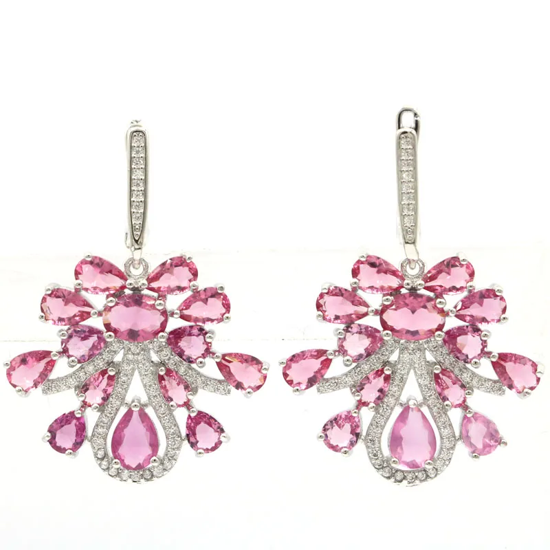40x28 мм удивительные большой набор украшений создан розовый турмалин Яркий Циркон