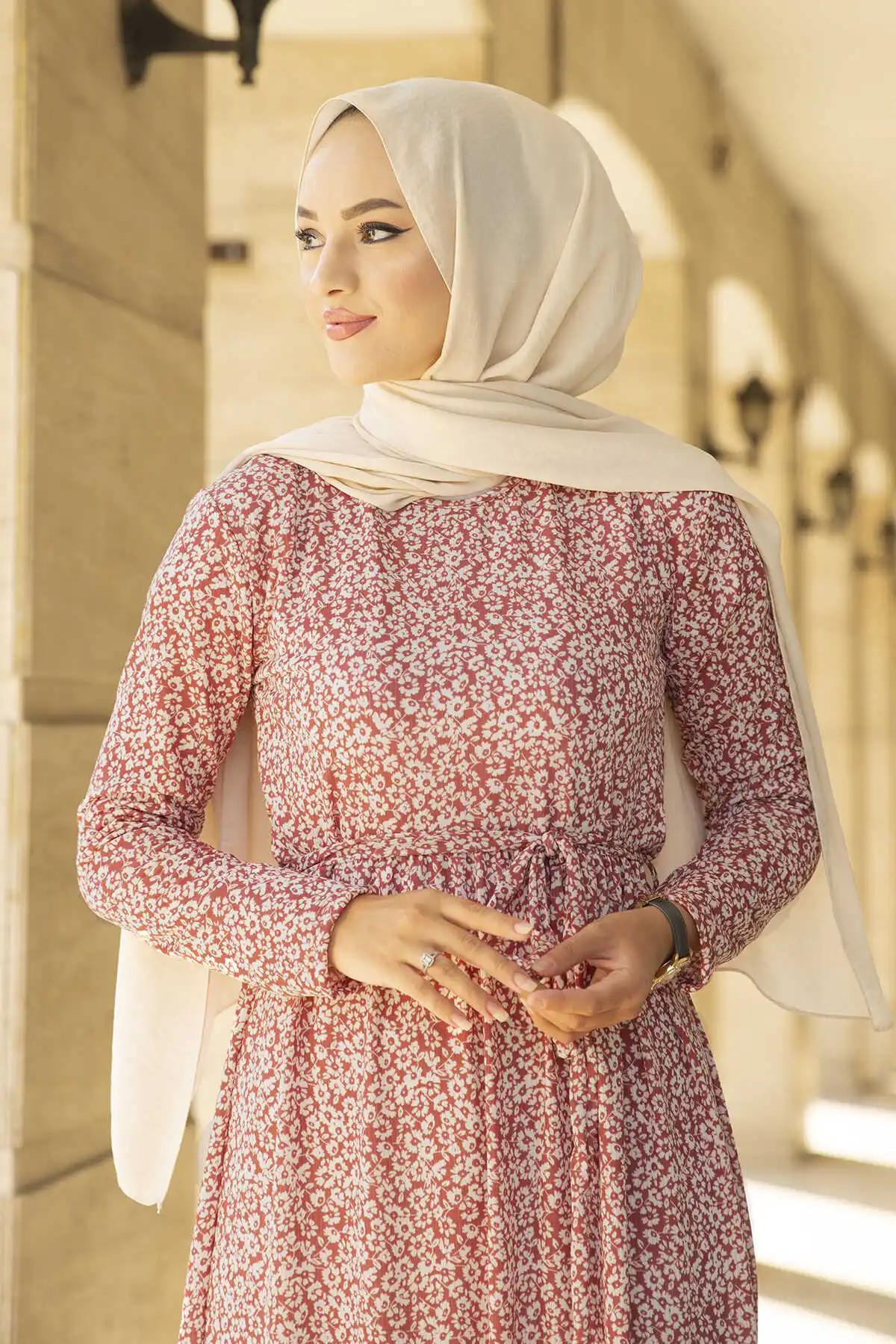 

Women Ramadan Floral Pattern Dress Latest Muslim Long First Spring Summer Fashion Soft And Elegant Oversize Cardigan Solid Hijab