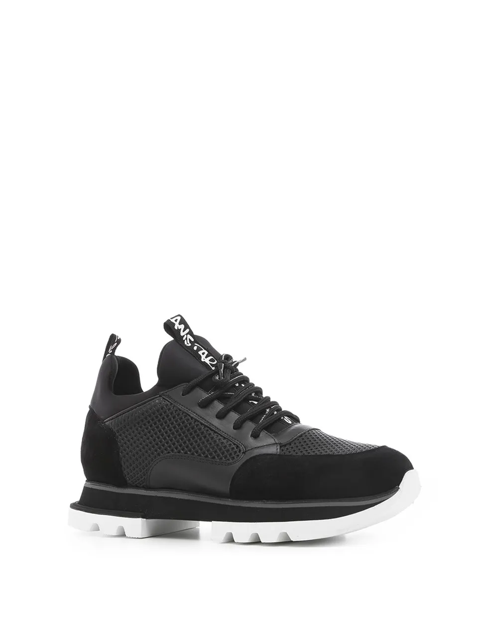 

ILVi-Genuine Leather Handmade Barrıs Men's Sneaker Black Leather-Black Suede-Black Stretch Men Shoes