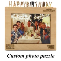 rectangular personalized customized wooden puzzle diy wood crafts happy birthday gifts family collect kids toys home decoration