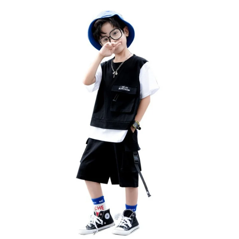 

Cotton Spring Autumn Boys Clothing SuitsT-shirt + Shorts 2pcs/Set Kids Teenager Outwear Sport School Outfits Tracksuit High Qua