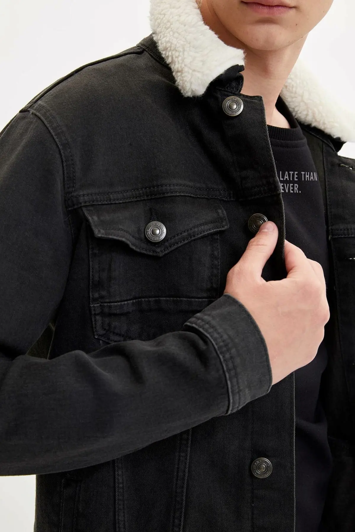 DeFacto модные мужские шерстяные джинсовые куртки с отворотом высококачественные